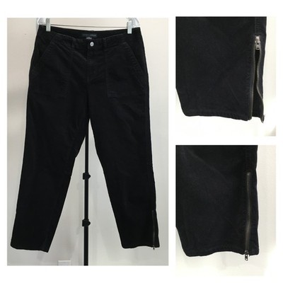 SANCTUARY x Anthropologie Black Velvet/Velour Feel Zip Ankle Jeans Womens sz 31