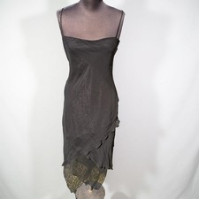VINTAGE y2K Laundry Shelli Segal Black Silk Asymmetrical Cocktail Dress Size 10