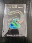 5 Gram .999 Silver 2025 Lunar Year of the Snake Colorized Art Bar
