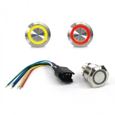 22mm LED Yellow Latching Billet Button /Wire Harness Johnny Law Motors muscle