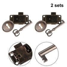 Cabinet Door Lock 2 Sets Antique For Drawer Furniture Hardware Jewelry Box