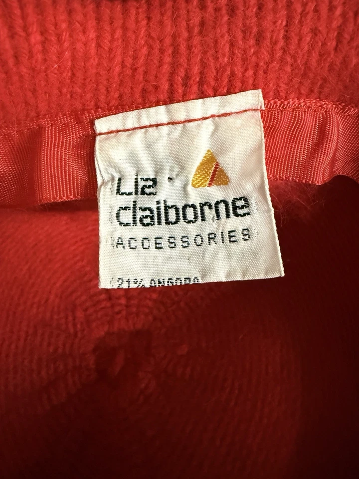 Sombrero cubo rojo vintage Liz Claiborne para mujer tejido pelo de conejo mezcla de lana Foto 4 de 4