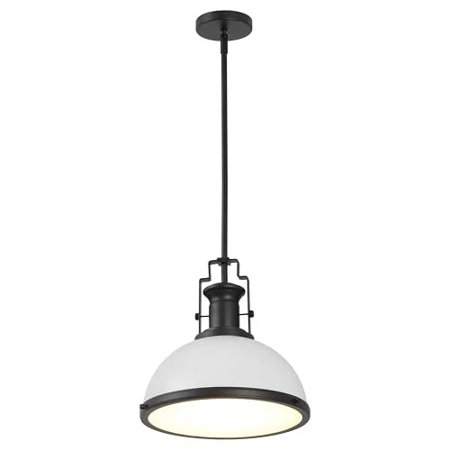 JYL9536E Homer 1-Light Modern Industrial Iron LED Dome 13" Matte Black/White - Image 2 of 4