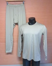 US Military Issue Tan Light Silk Weight L1 Cold Weather Shirt Drawers Set Medium