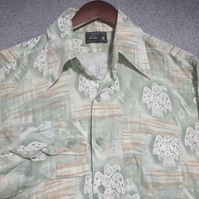 Vintage 70s JC Penney Button Up Shirt Men  s Medium Green Long Sleeve
