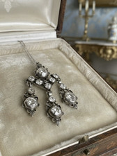 Anhänger um 1780, Silber & Paste, georgianisch, Girandole, antik, vergoldet, rar