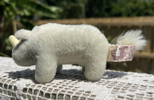 80s-90s? HTF Vintage Collector Mini White Rhino 5" Plush Applause Item# 28603 - Picture 3 of 8