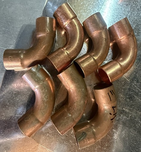 1-1/8” OD CxC COPPER 90 DEGREE LONG RADIUS ELBOW WROT COPPER 1” ID PLG.