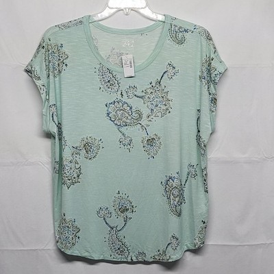Maurices 24/7 Womens Top Floral XL Short Sleeve Jeresey Knit NWT