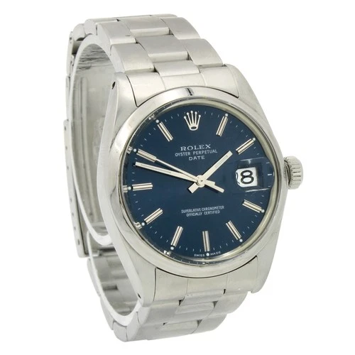 Men's Rolex OP Date Ref.#1500 34mm 6.25" Blue Sunburst Dial Watch W230896-1