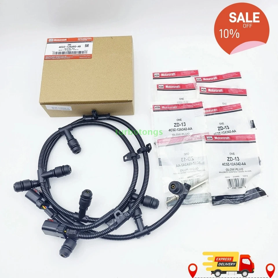 New ZD13 Motorcraft Glow Plug & Harness Kit For 04-10 Ford F250 6.0L Powerstroke - Изображение 2 из 4