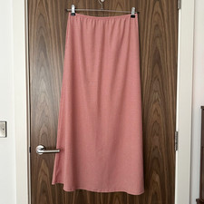 Miss Selfridge Blush Rose Pink Textured Elasticated Waist Midi Maxi Skirt M NEW
