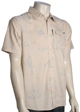 Salty Crew Helmsman Tech Woven SS Button Down Shirt - Oyster - New