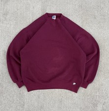 Vintage 90s USA Russell Athletic Crewneck Boxy Burgundy Red Mens XL Grunge Faded