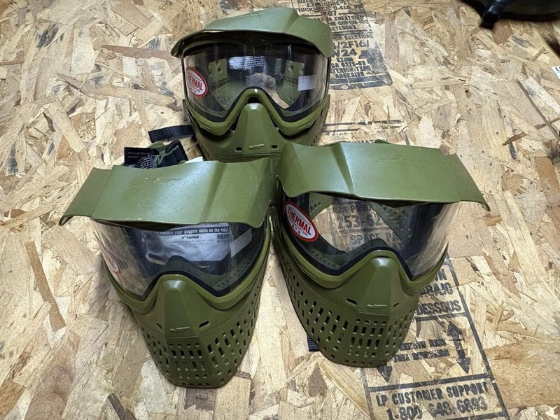 3 Green Olive JT Proshield Paintball Mask