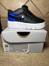 Kid's Nike Force 1 Low Easyon LV8 2 Black/Racer Blue/White Size 5C HF0961 001