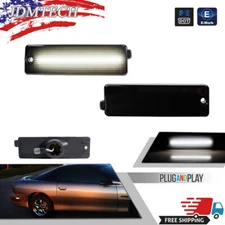 Upgrade White LED Side Marker Lights Rear For 1993-2002 Chevy Camaro Smoked Lens