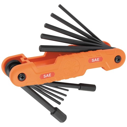 Klein Tools 70550 Pro Folding Hex Key Set 11 Fractional Inch-Sized Keys