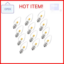 Jslinter 12-Pack C7 LED Night Light Bulb, Candelabra Light Bulbs E12 Base, 0.6 W