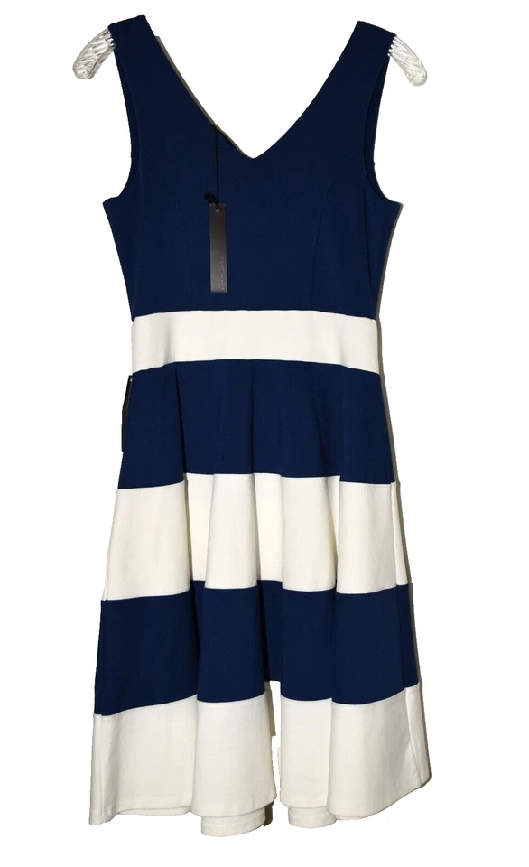 Vestido Felicity & Coco Azul Marino y Blanco Rayas Sin Mangas Elástico Talla S Nuevo con Etiquetas Foto 3 de 4