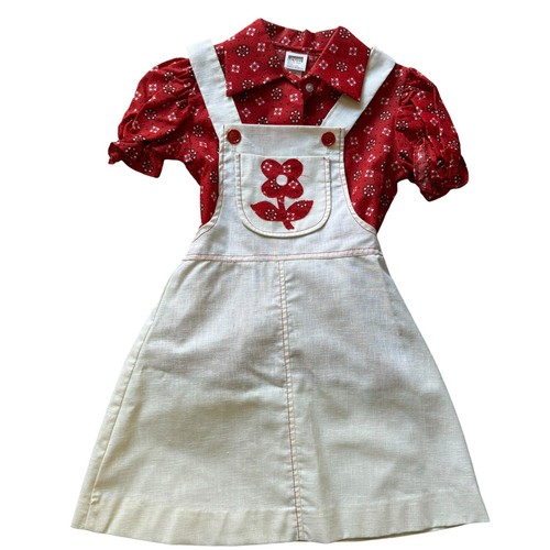 Vintage Red Bandana Jumper Dress Girls 8 Montgomery Ward - Picture 2 of 13