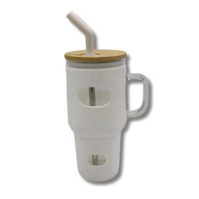 Sandpiper Ink - 32oz tumbler with bamboo lid and handle -White