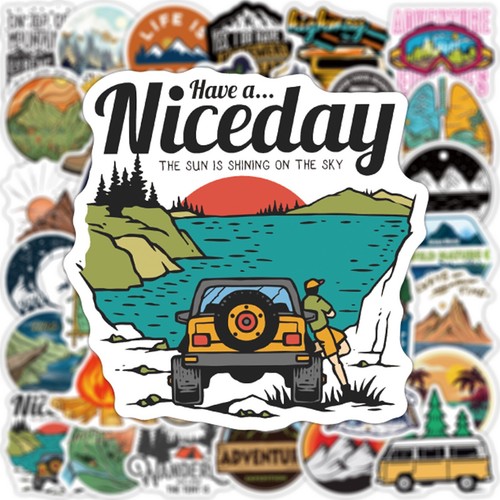 100 Outdoor Camping Vinyl Decal Graffiti Sticker Bomb Skate Laptop Guitar UK NEW - Picture 7 of 13