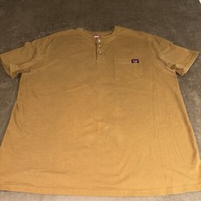 Wrangler Workwear Men's Brown XXL Short Sleeve 3 Button Pocket Henley Shirt