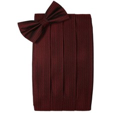 Men's Silk Weave Bow Tie and Cummerbund Set in Assorted Colors