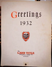 Greetings 1932 Land Title and Trust Calendar Cleveland Ohio Illustrations Clean