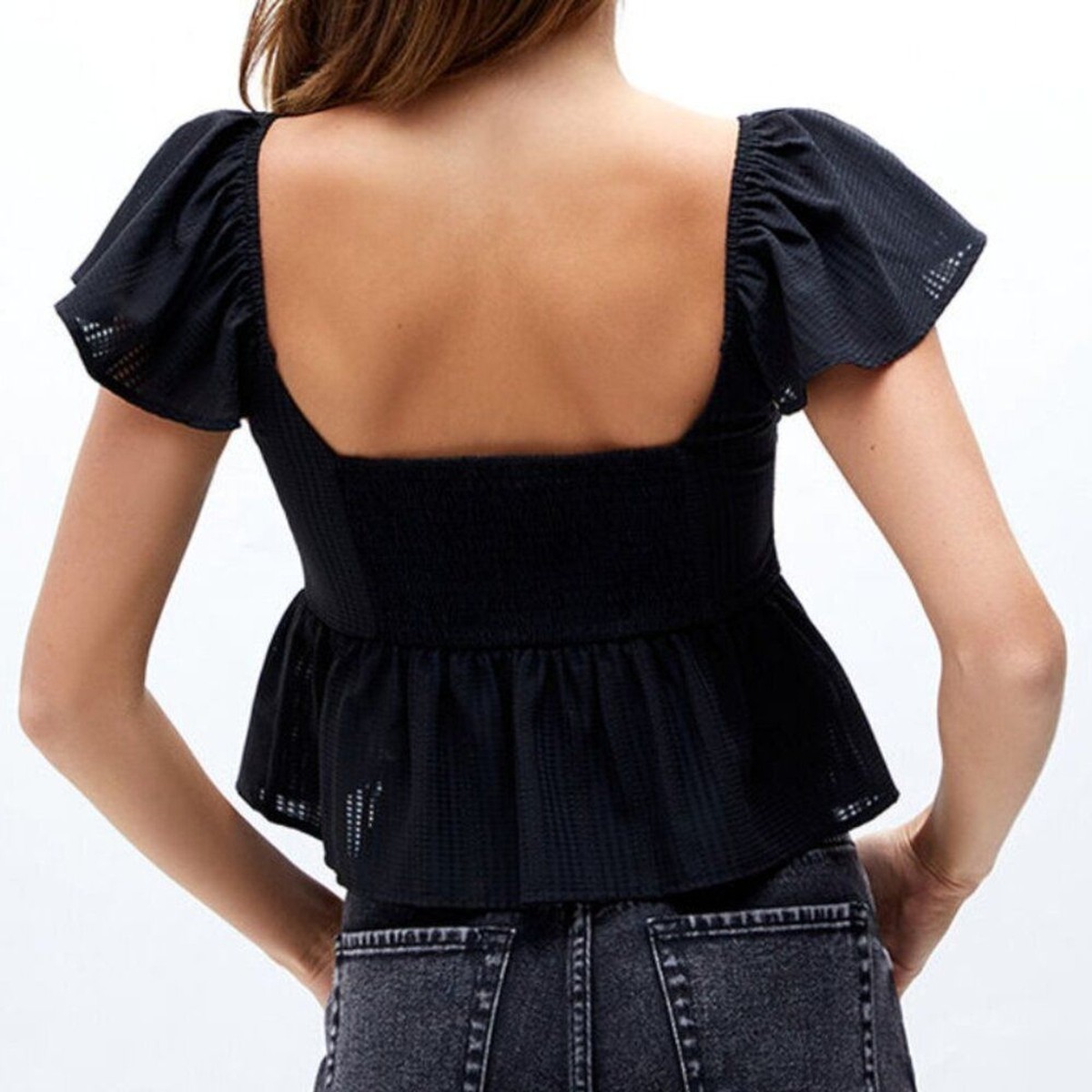 Chloé ブラック 半袖ブラウス babydoll top Chloé ブラック 半袖ブラウス babydoll top LA Hearts Keyhole Linen