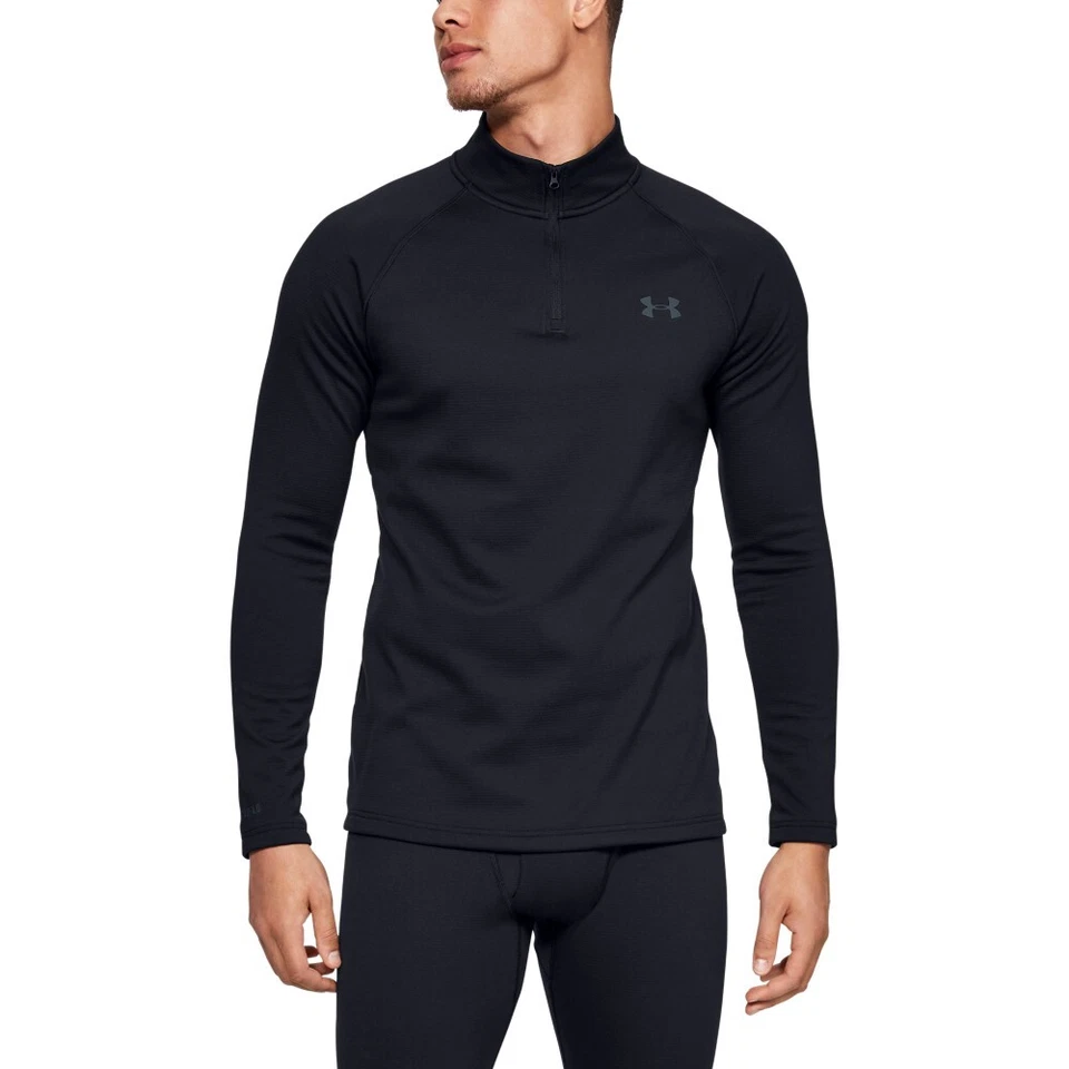 Under Armour 1343242 Men's UA ColdGear Base 4.0 1/4 Zip Baselayer Shirt, Black - Image 3 of 4