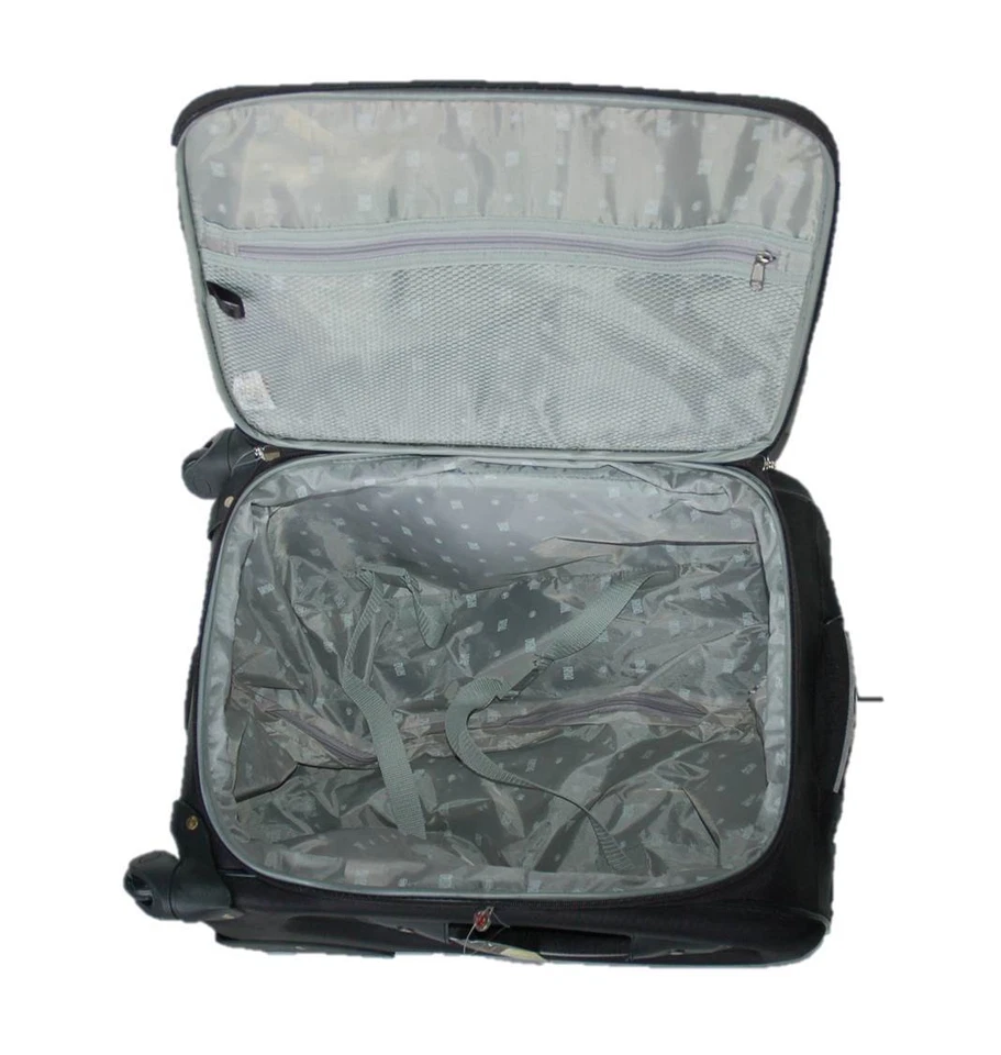 OLEG CASSINI NEGRO 20" MALETA DE MANO EXPANDIBLE 360 SPINNER EQUIPAJE ¡NUEVO! Foto 4 de 4