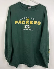 Green Bay Packers Long Sleeve Tshirt Green NFL Football Sleeve Print Sz XL