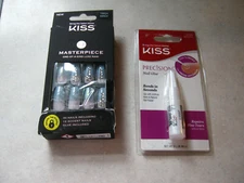 1 KISS MASTERPIECE KMN04 Gray Pink White Crystal Accents LONG LENGTH 76624 