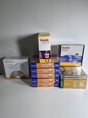 52 Blank DVD-R 16X 4.7GB 120min 2x-4x Recordable Memorex Sony Verbatim Kodak