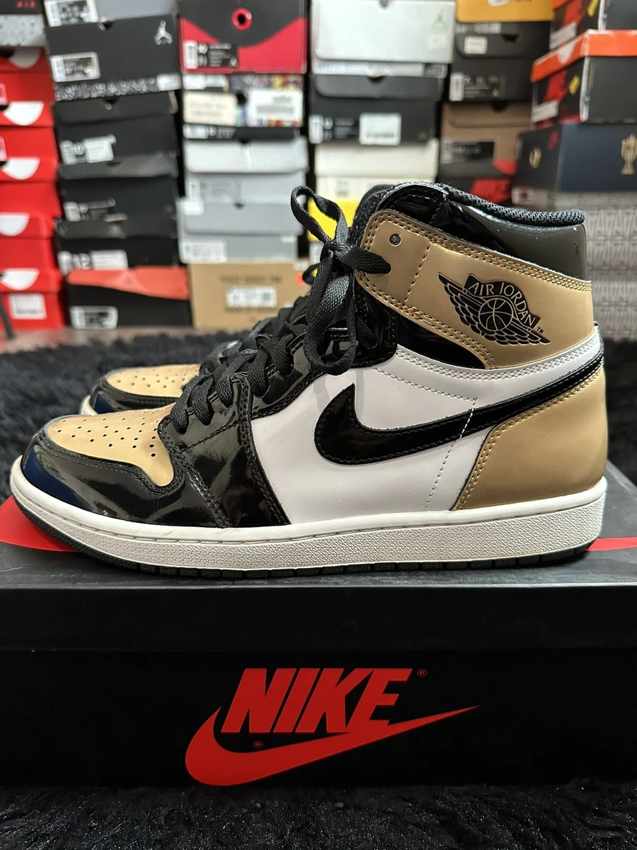 Nike Air Jordan 1 Retro High NRG Patent Gold Toe 861428-007 Size 10