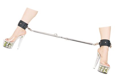 Bondage Metall Spreizstange Beinspreizer verstellbar mit Leder Fußfesseln  BDSM