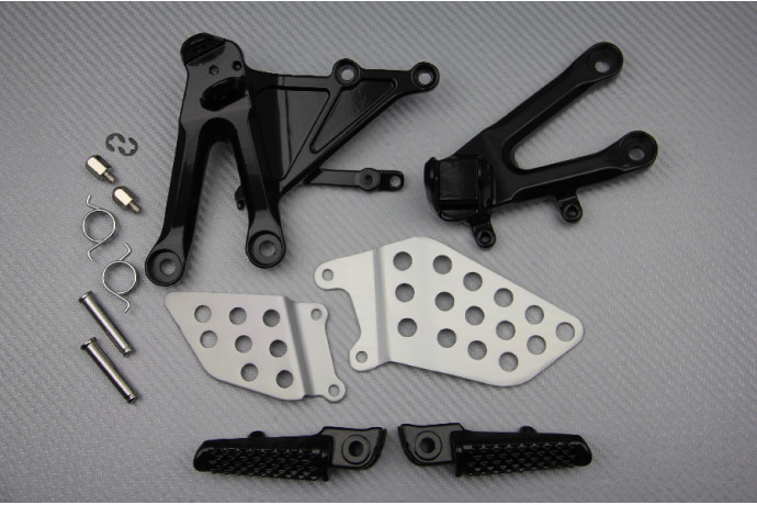 Platines repose-pieds avant noires pour restaurer les motos Honda CBR 1000RR de piste
