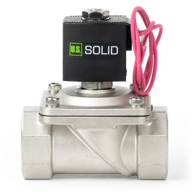 U.S. Solid 1 1/4 inch Stainless Steel Solenoid Valve 110V AC Lead Wire Type