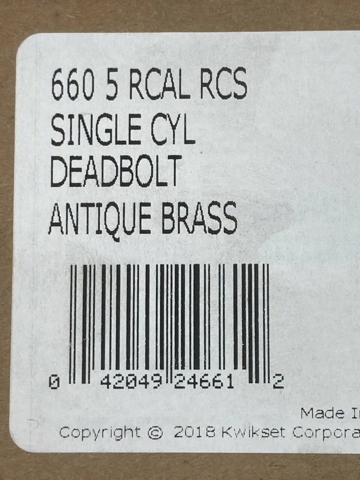 KWIKSET 660-5 RCAL RCS trava de cilindro único latão antigo 96600-024 - Imagem 3 de 4