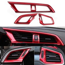 Cubierta de salida de ventilación de aire acondicionado interior roja para salpicadero delantero Honda Civic 2016-2021