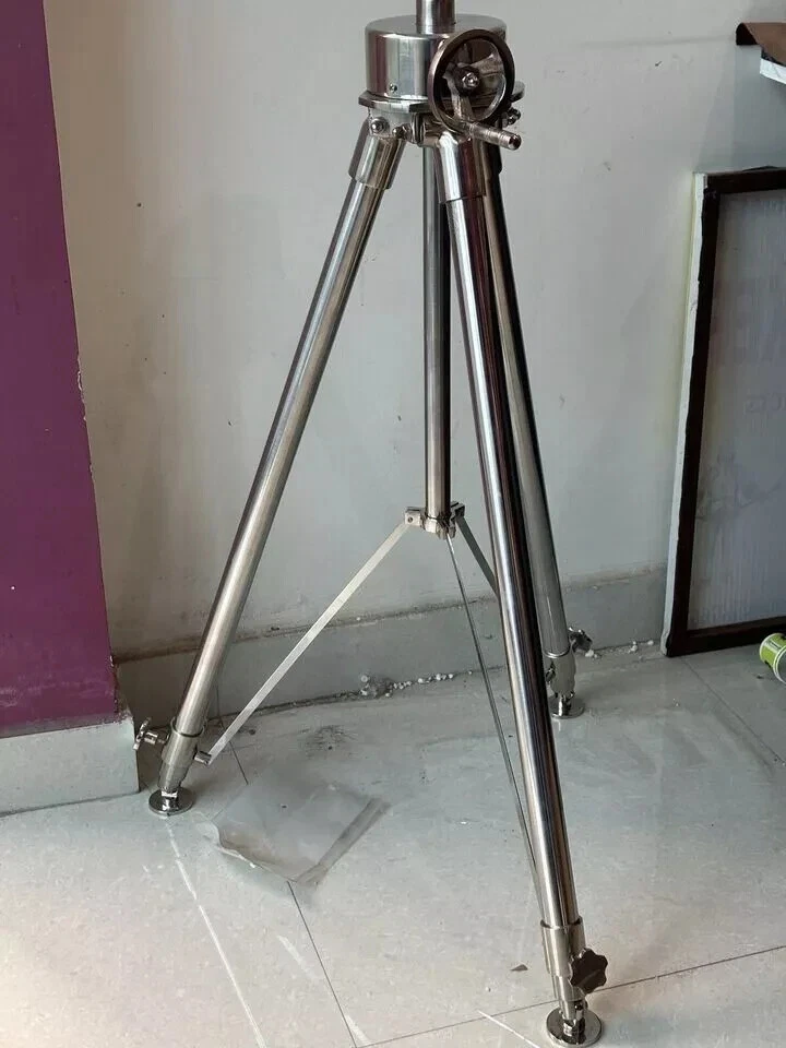 Steel Floor Standing Tripod Antique Heavy Silver Nautical - Image 4 of 4