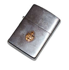 U.S. Navy Anchor Emblem : Zippo Lighter : Engraved with "POPS" on lid {1166}
