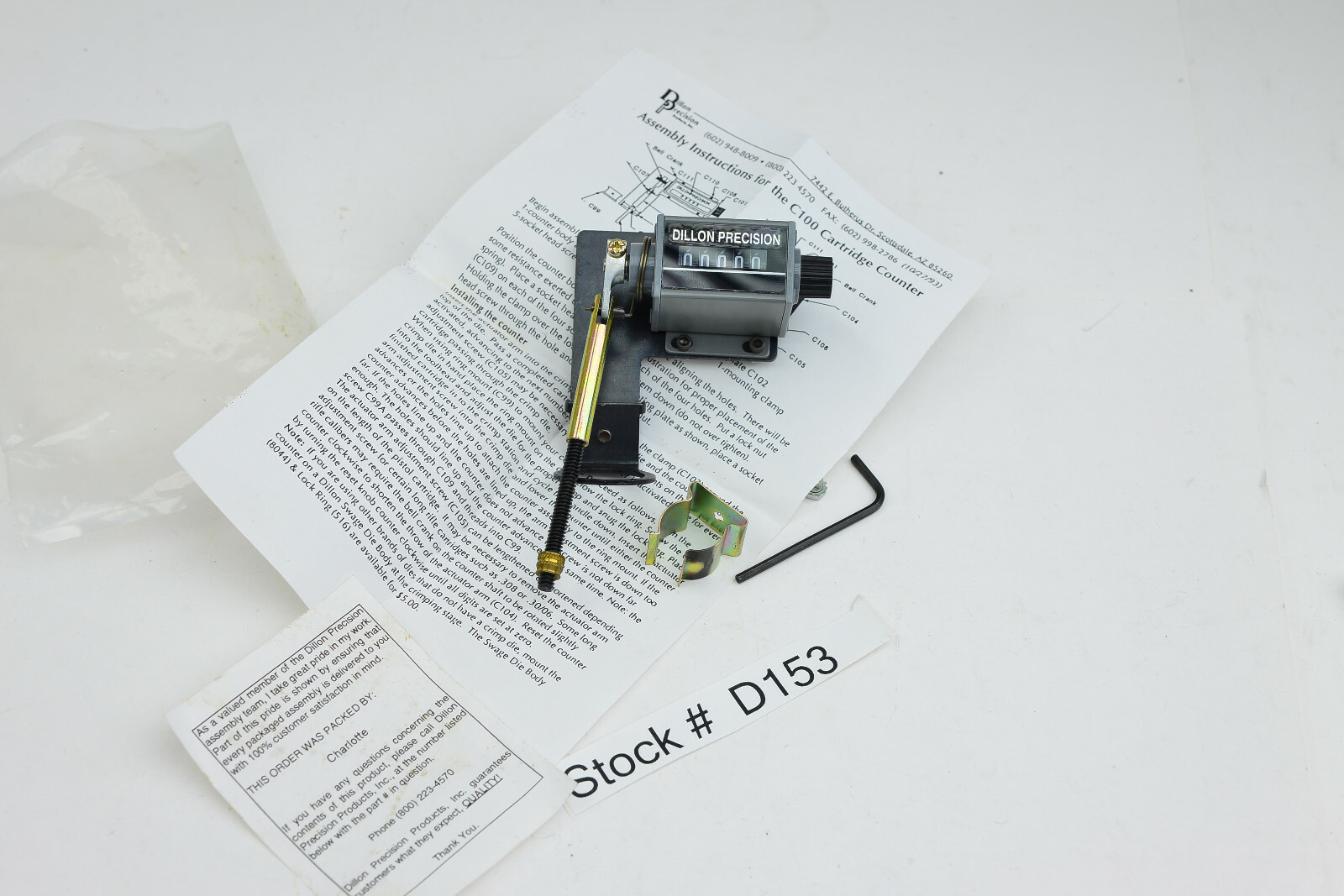 Dillon Precision Manual Bullet Counter for Dillon Press   Tool Reloading Ammo