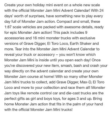 Monster Jam Mini Holiday Advent Calendar (16 Mini Monster Trucks & 9  Accessories | eBay