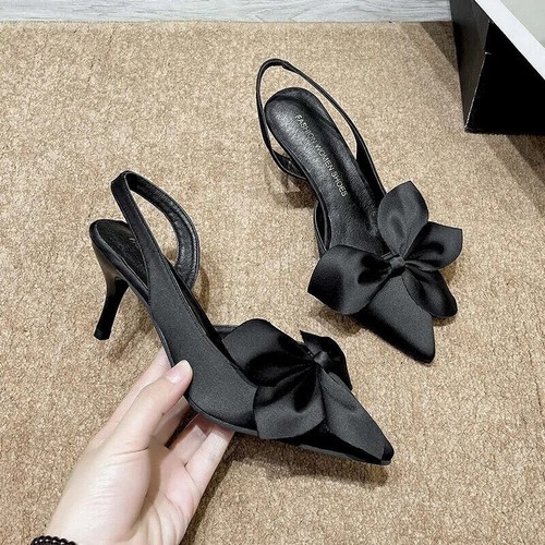 Fashion Women's Summer Bow Tie Pointed Toe Thin High Heels Stilettos Sandals - Picture 6 of 19