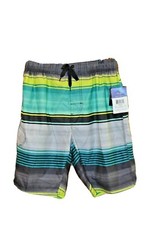 KANU SURF Men's Avalon Style 6454 Black Green Swim Trunks Shorts SZ M Medium NWT