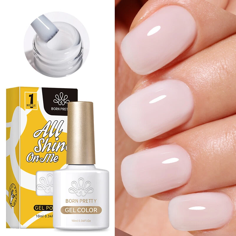 BORN PRETTY Milky Jelly White Gel Nail Polish 10ml Soak Off UV LED Nail  Varnish