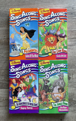 Lot of 4 Disney Sing Along Songs VHS: Lion King,Pocahontas,Jungle